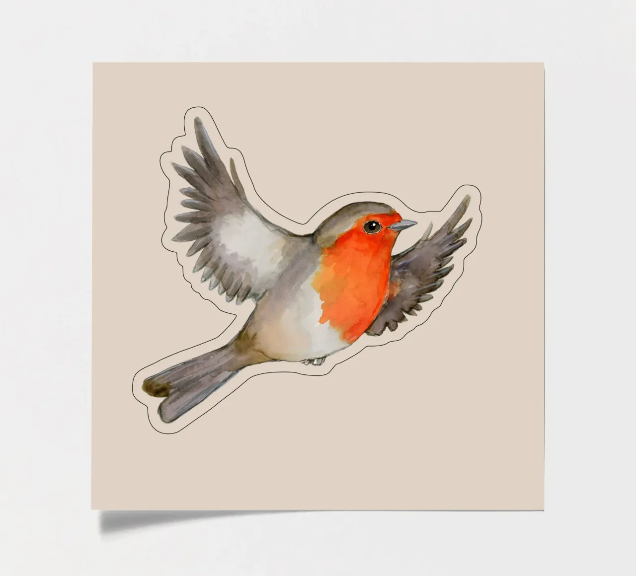 Eine Aquarellzeichnung eines fliegenden Rotkehlchens Stickerbogen von BwiseLizzy