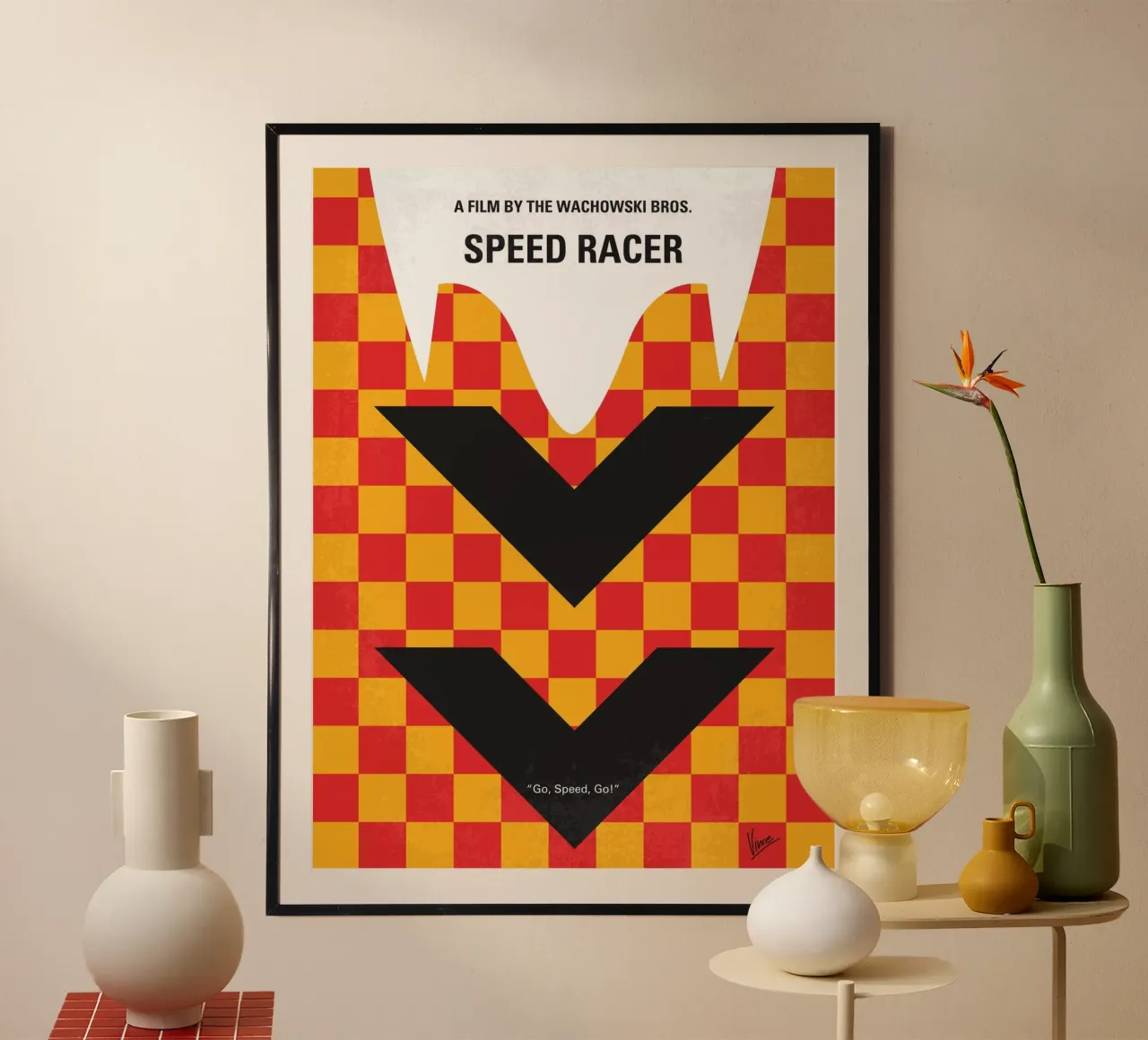 No482 My Speed Racer minimal movie poster carta hahnemühle da Chungkong