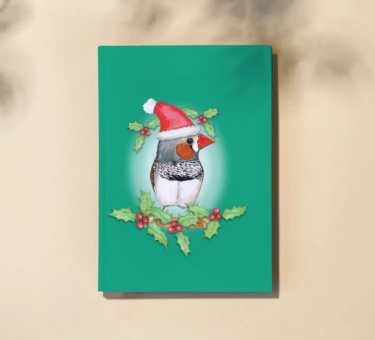 Zebra finch Christmas style notebook by BwiseLizzy