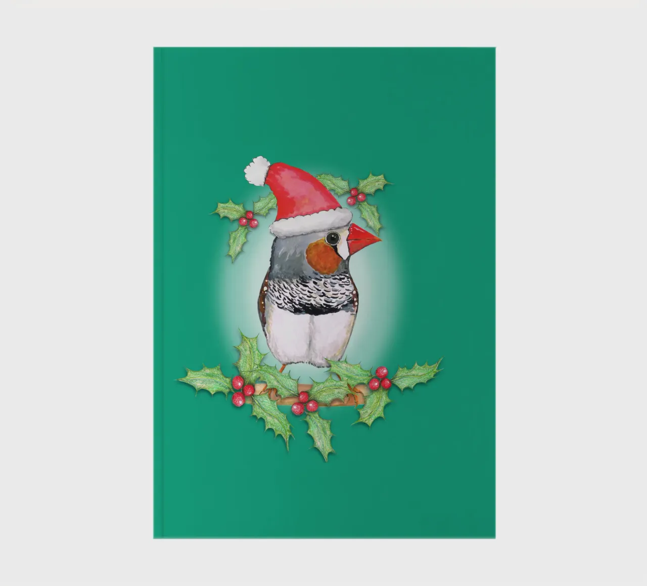 Zebra finch Christmas style notebook by BwiseLizzy