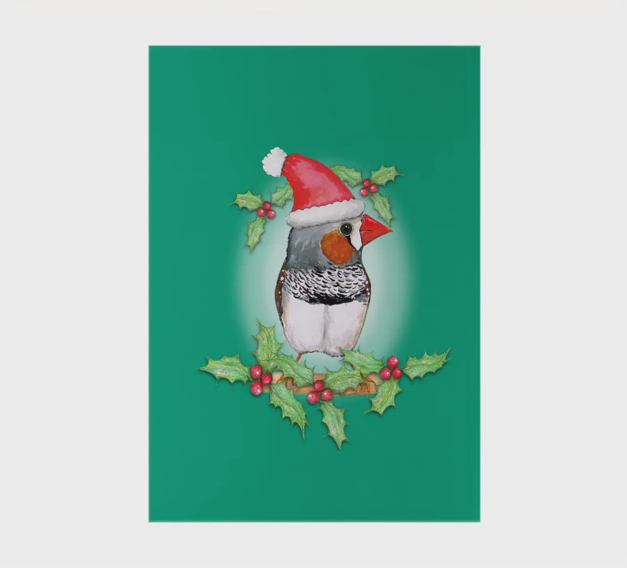 Zebra finch Christmas style notebook by BwiseLizzy
