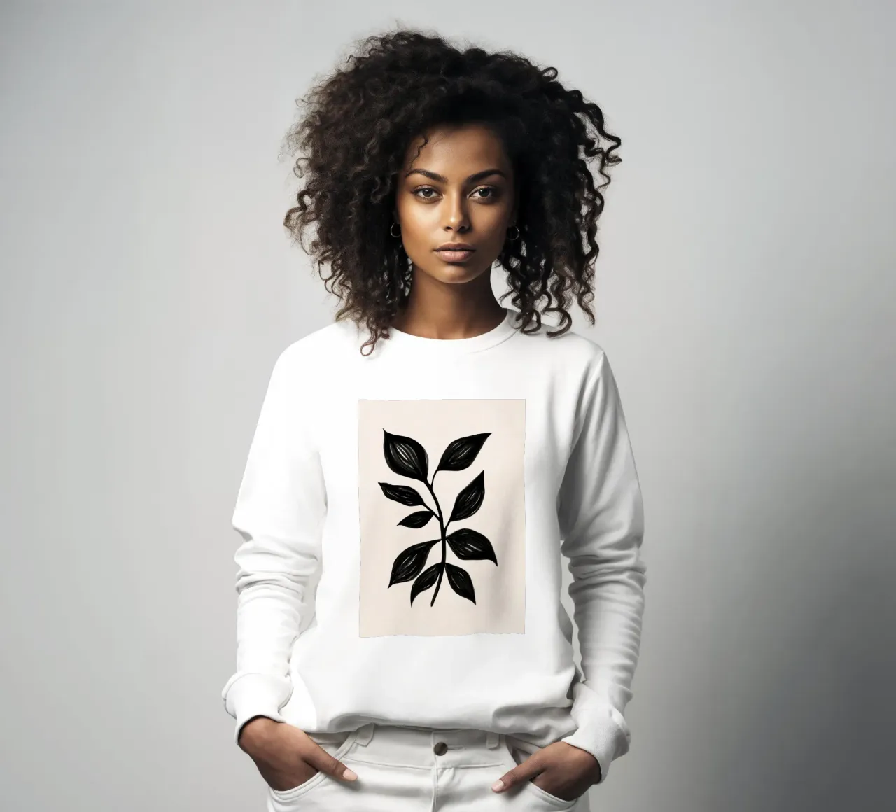 Stampa botanica nera minimalista - Studio di foglie 1 felpa da kookiepixel