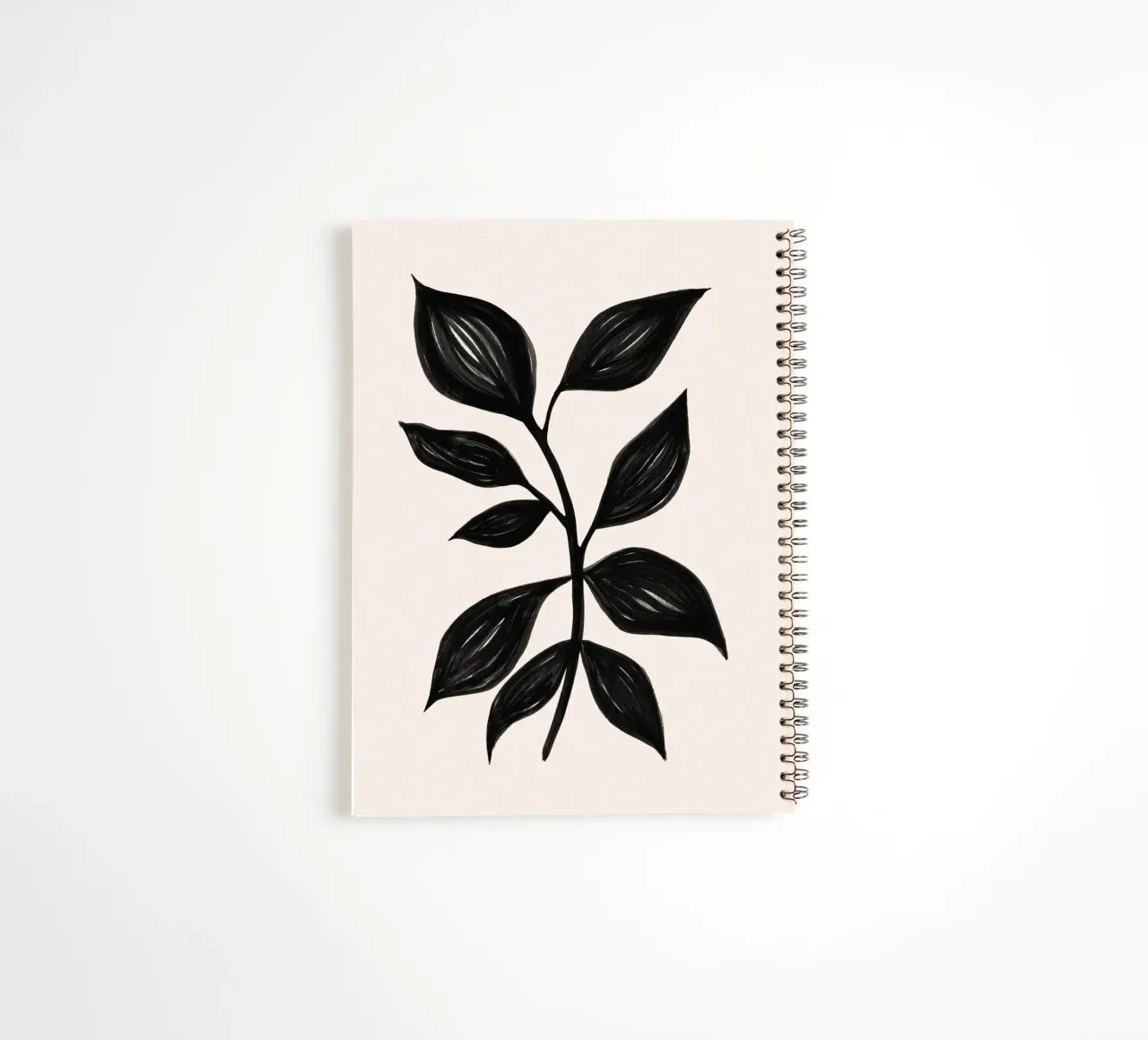 Minimalist Black Botanical Art Print - Leaf Study 1 spiral notebook by kookiepixel