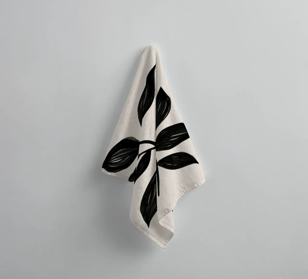 Minimalist Black Botanical Art Print - Leaf Study 1 towel by kookiepixel
