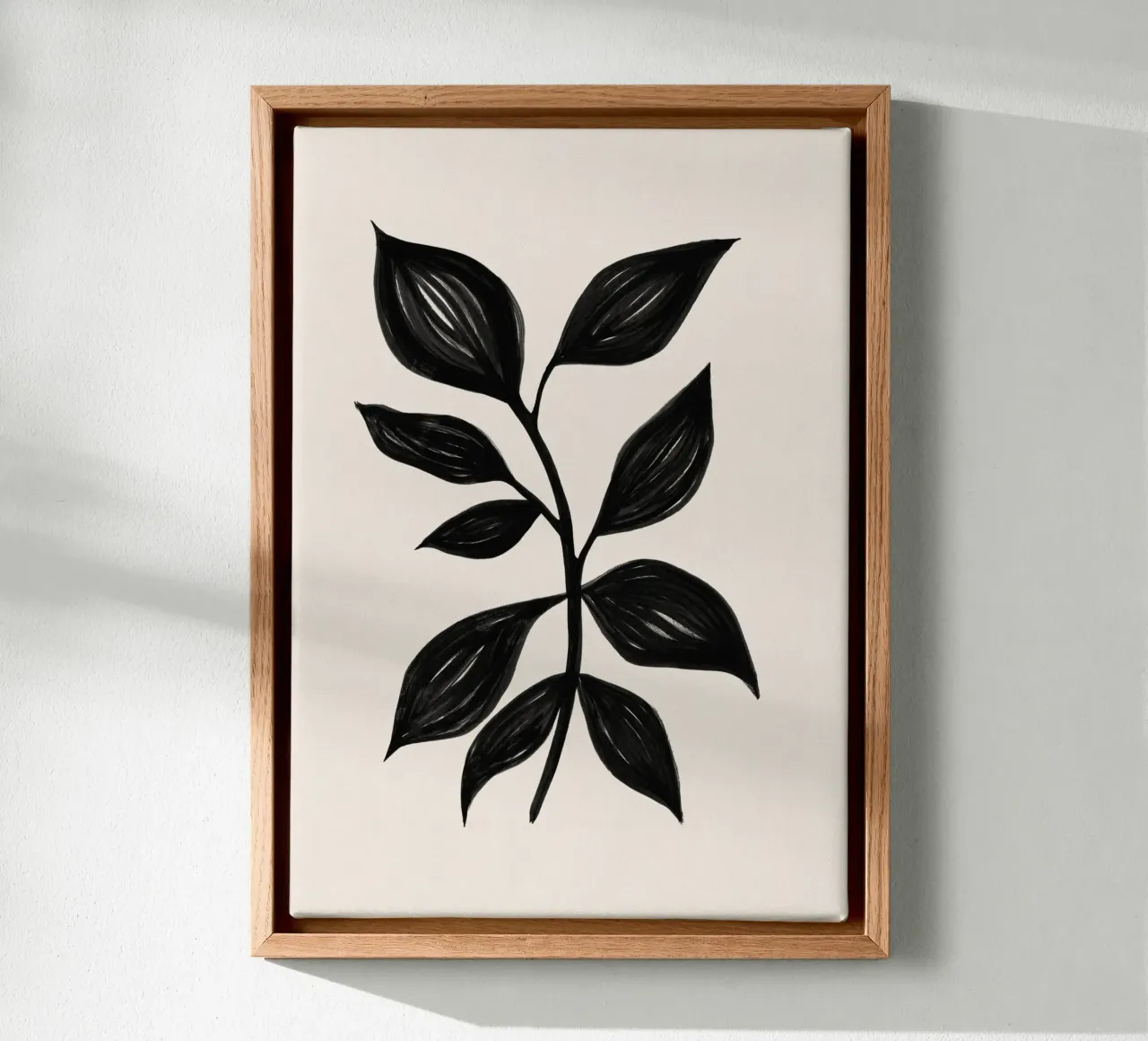 Minimalist Black Botanical Art Print - Leaf Study 1 canvas by kookiepixel