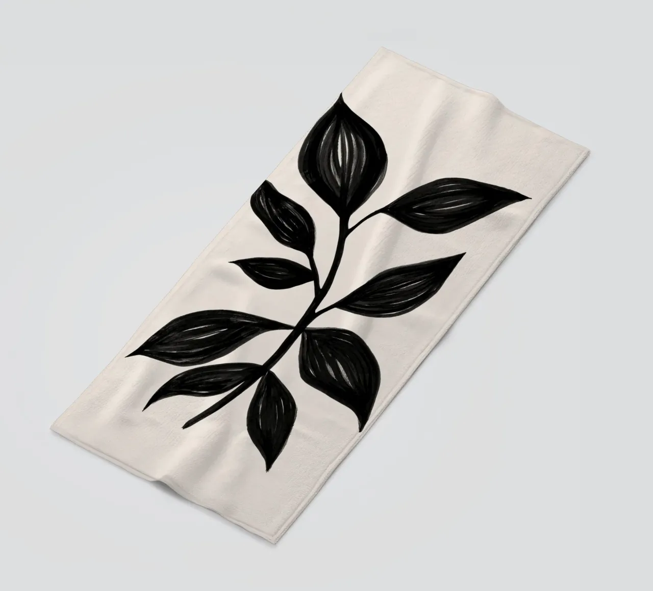 Stampa botanica nera minimalista - Studio di foglie 1 telo mare da kookiepixel