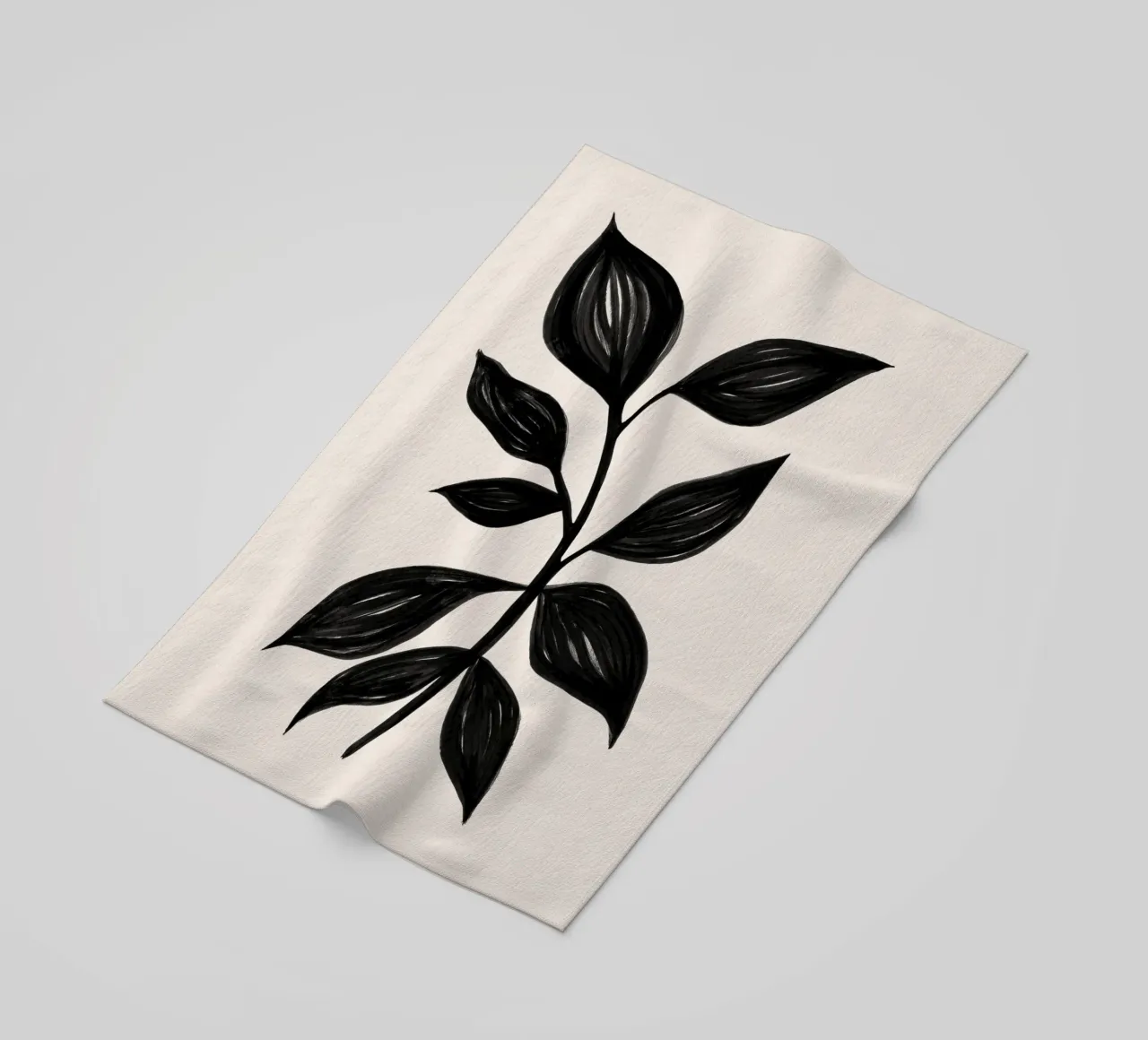 Stampa botanica nera minimalista - Studio di foglie 1 telo mare da kookiepixel