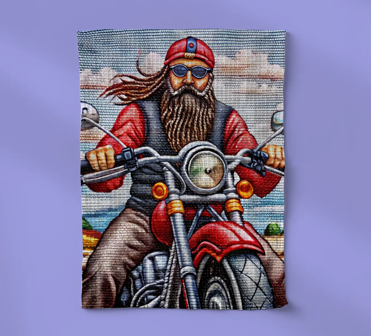Surprenez les papas motards avec le cadeau idéal : La fierté des motards torchon de Jester Krew Art