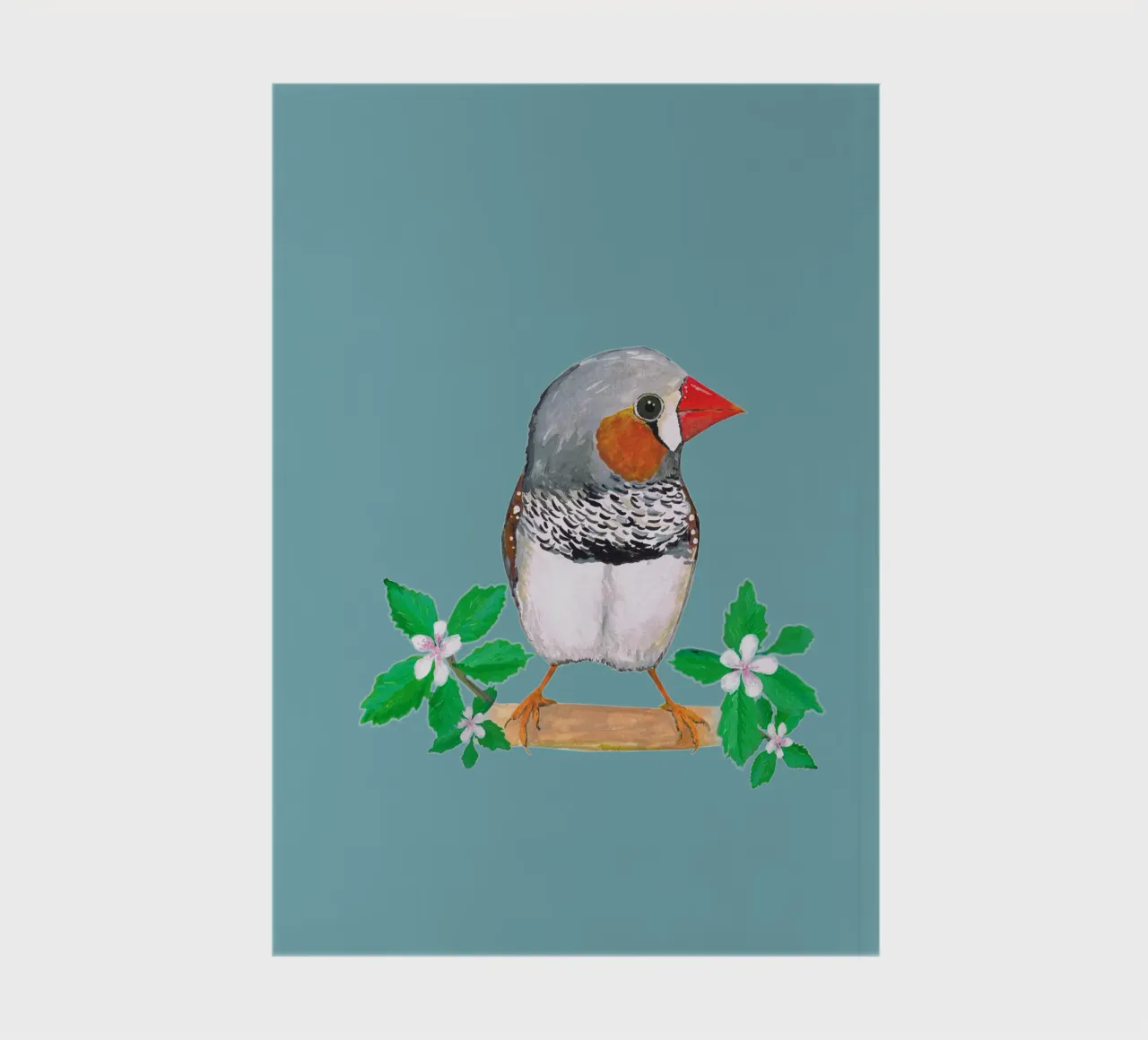 Zebra finch with blossom notebook by BwiseLizzy