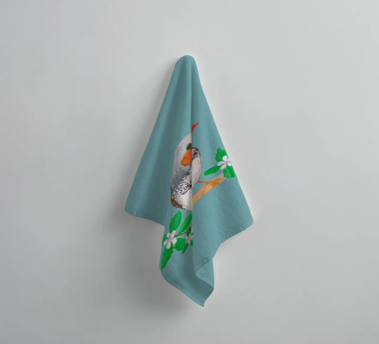 Fringuello zebrato con fiore asciugamano da bagno da BwiseLizzy