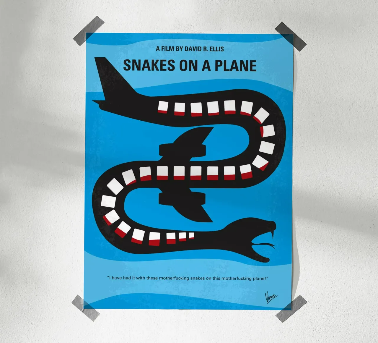 No501 My Snakes on a Plane minimal movie poster carta hahnemühle da Chungkong