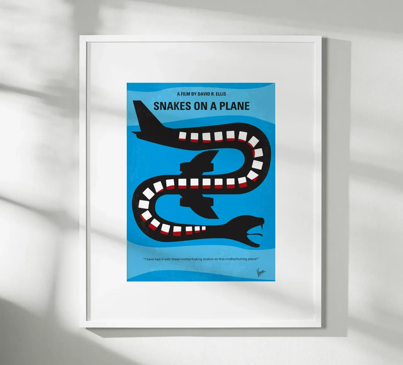 No501 My Snakes on a Plane minimal movie poster carta hahnemühle da Chungkong