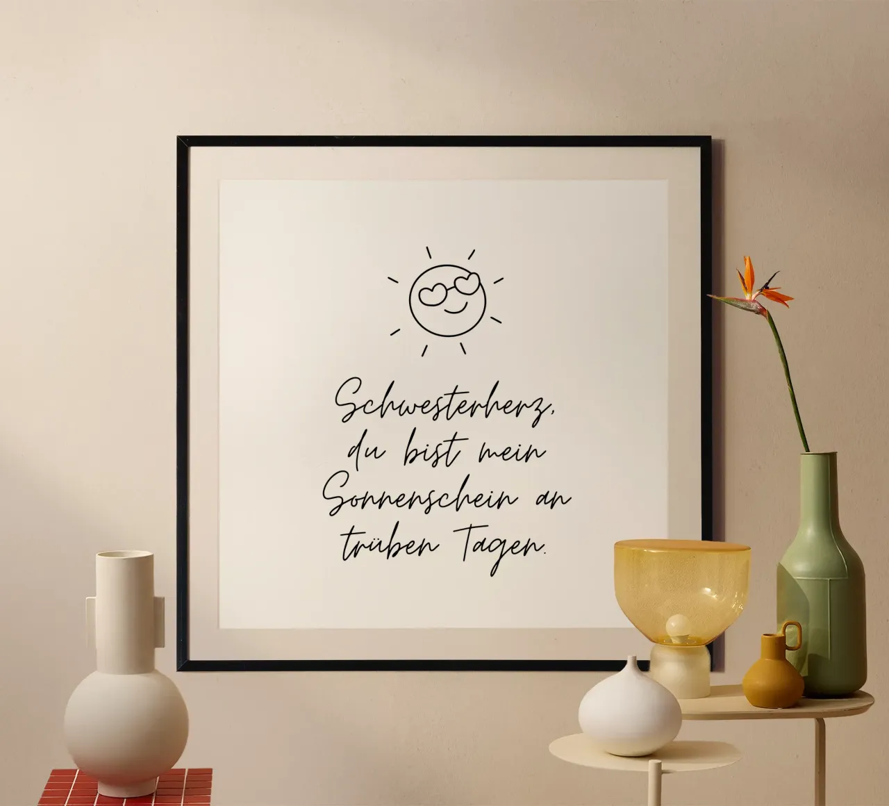 Schwesterherz poster con telaio in legno da Ohkimiko