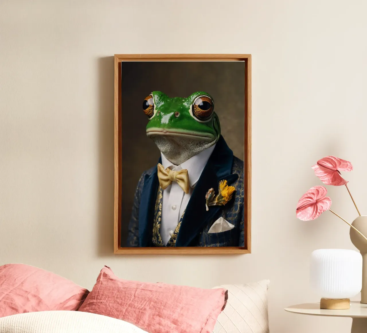 Sir Leopold Ribbitson - Il ritratto della nobile rana tela con Cornice a cassetta da Beasts of Nobility