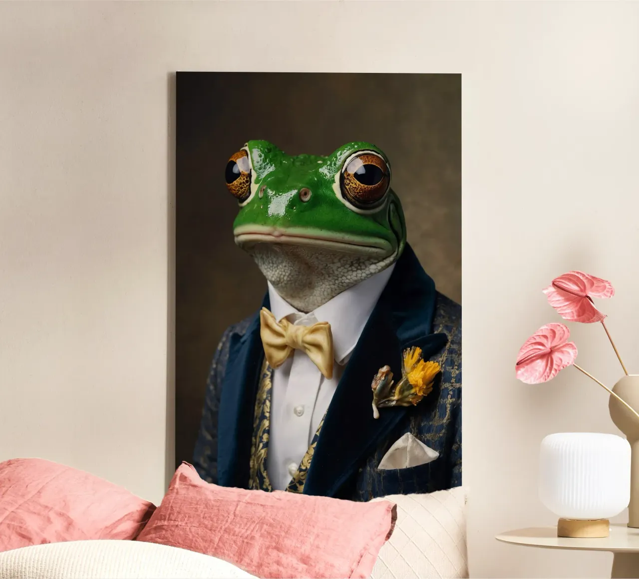 Sir Leopold Ribbitson - Il ritratto della nobile rana tela con Cornice a cassetta da Beasts of Nobility