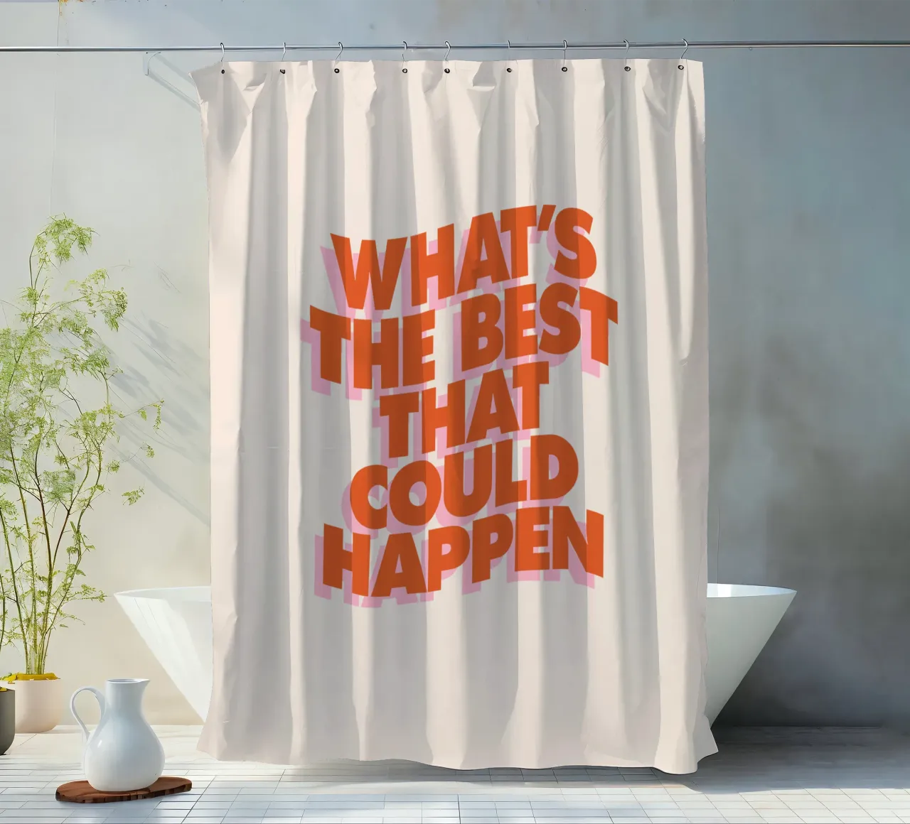 Whats The Best That Could Happen Typographie Design rideau de douche de THE MOTIVATED TYPE