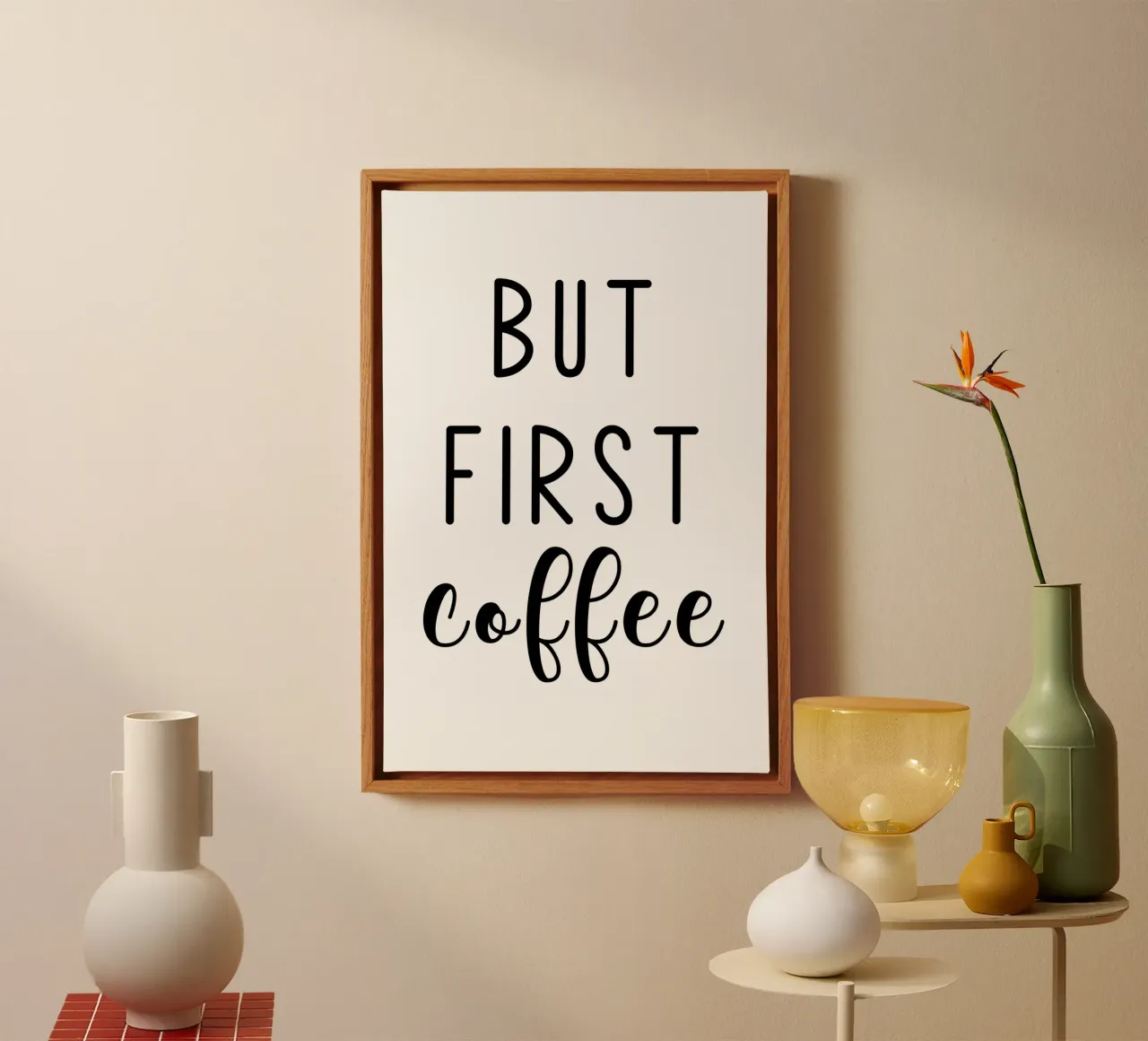 Ma prima il caffè tela con Cornice a cassetta da Shark Printables