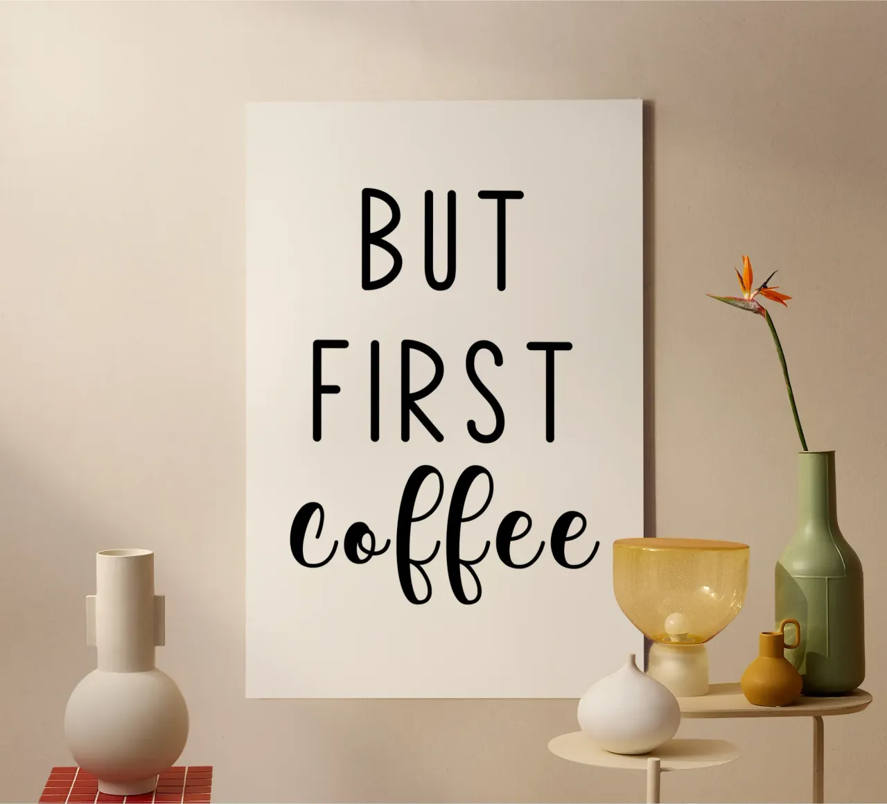 Ma prima il caffè tela con Cornice a cassetta da Shark Printables
