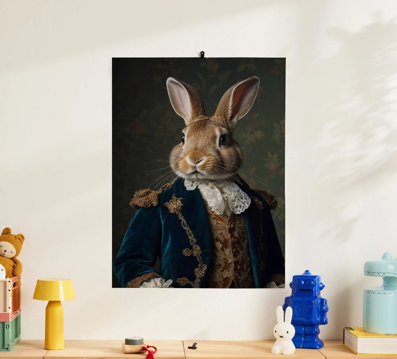 Sir Hoppington – The Noble Rabbit Portrait poster by Beasts of Nobility