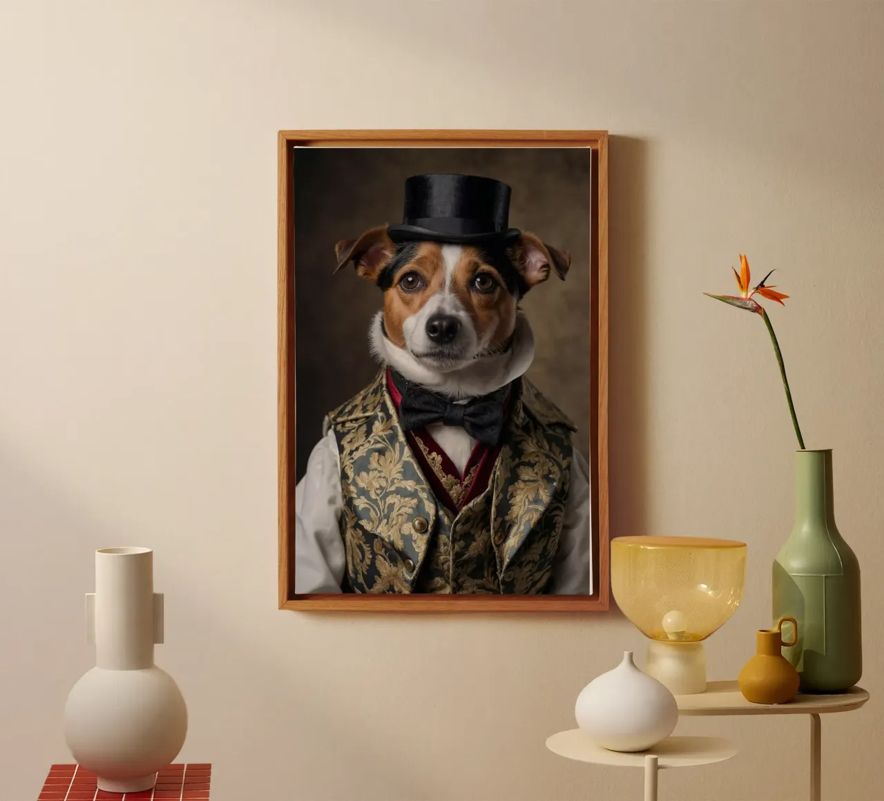 Sir Barkley – The Dapper Dog Portrait canvas with Floater frame by Beasts of Nobility