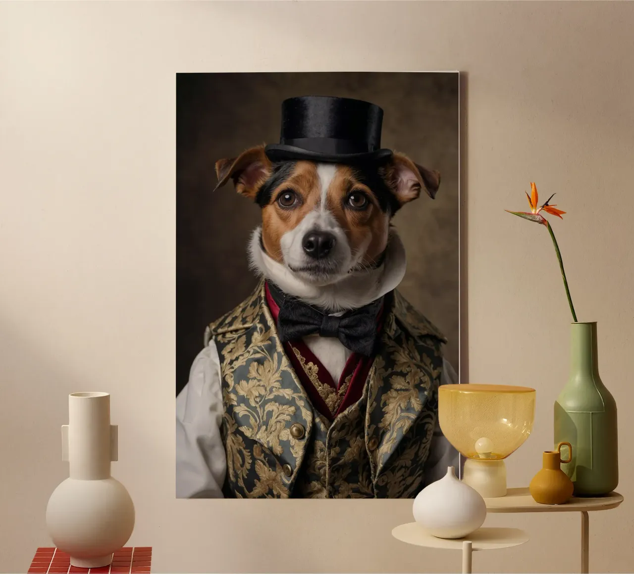 Sir Barkley – The Dapper Dog Portrait canvas with Floater frame by Beasts of Nobility
