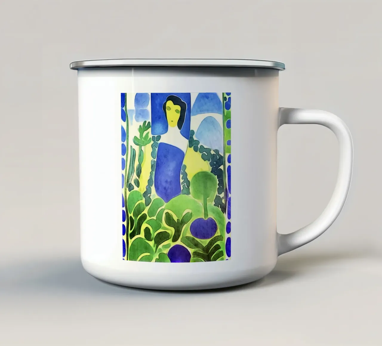 Donna in blu tazza in smalto da ZAMART