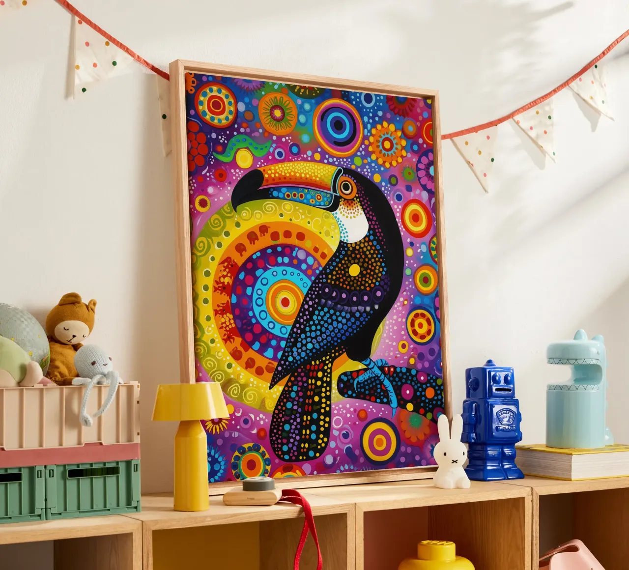 Kleurrijke 68e Regenboog Toukan canvas van Autofocus