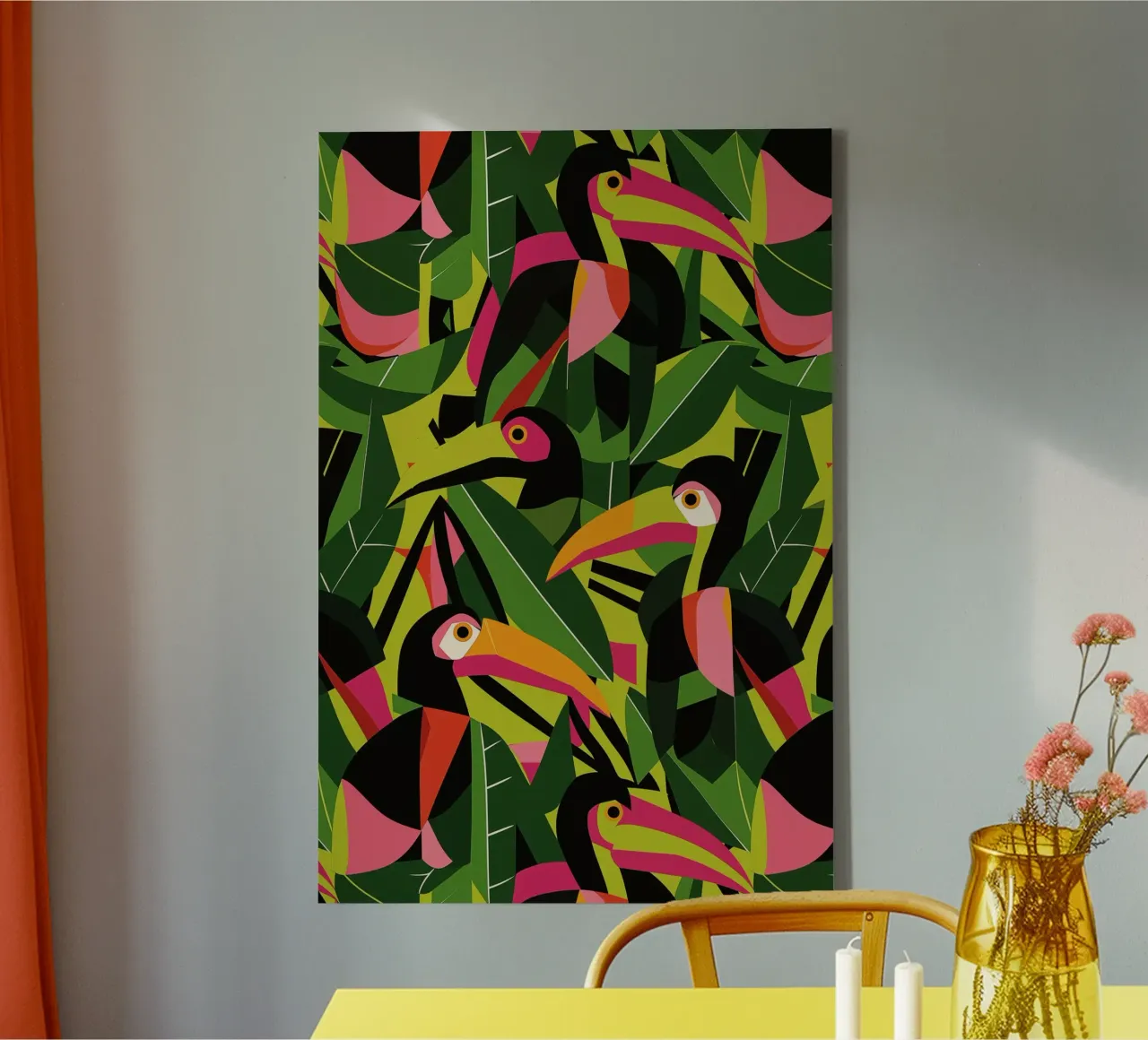 Abstract Toucan Jungle | Tropical Kaleidoscope canvas by Autofocus