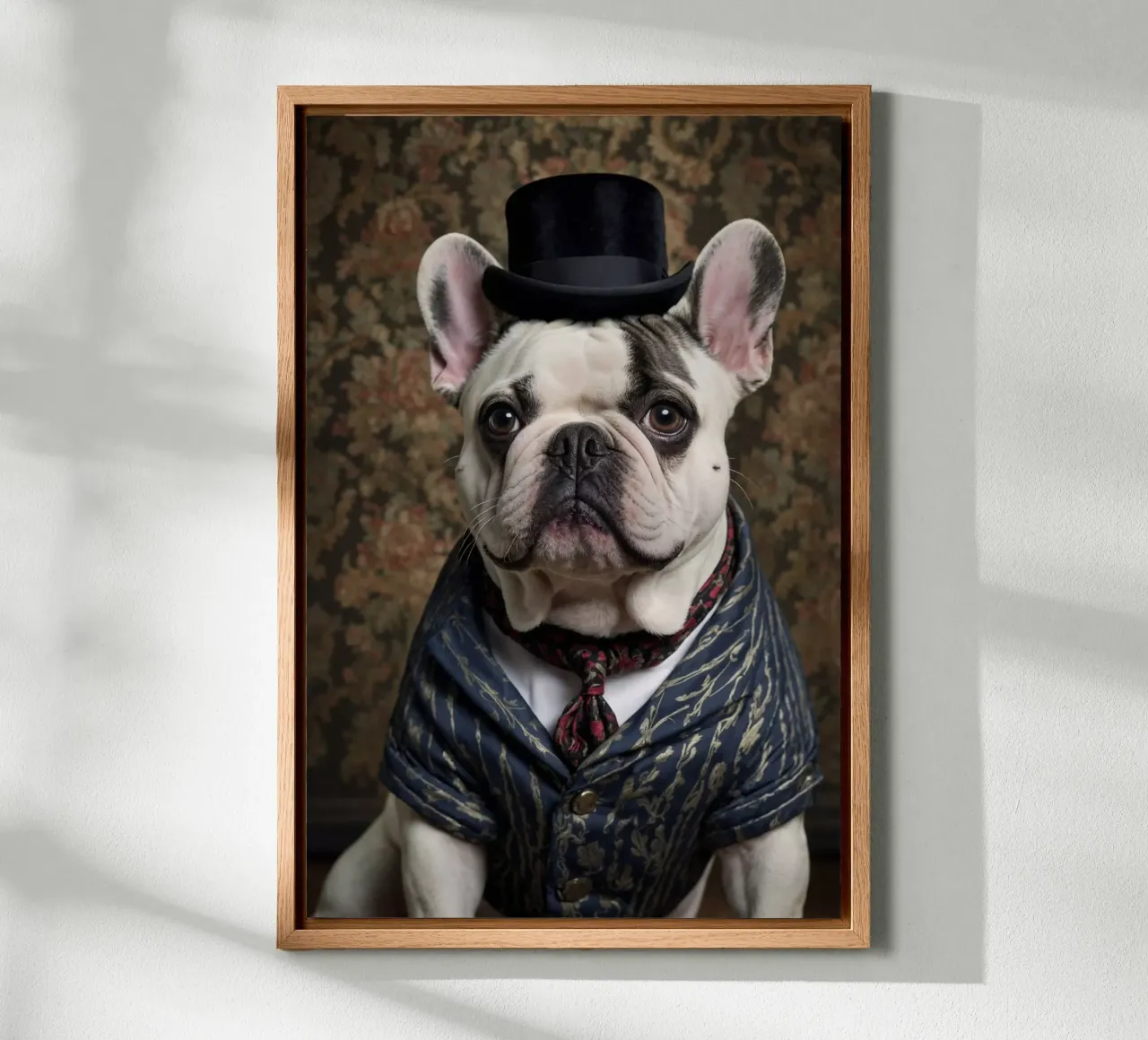 Sir Barkston – The Dapper Bulldog Portrait canvas with Floater frame by Beasts of Nobility
