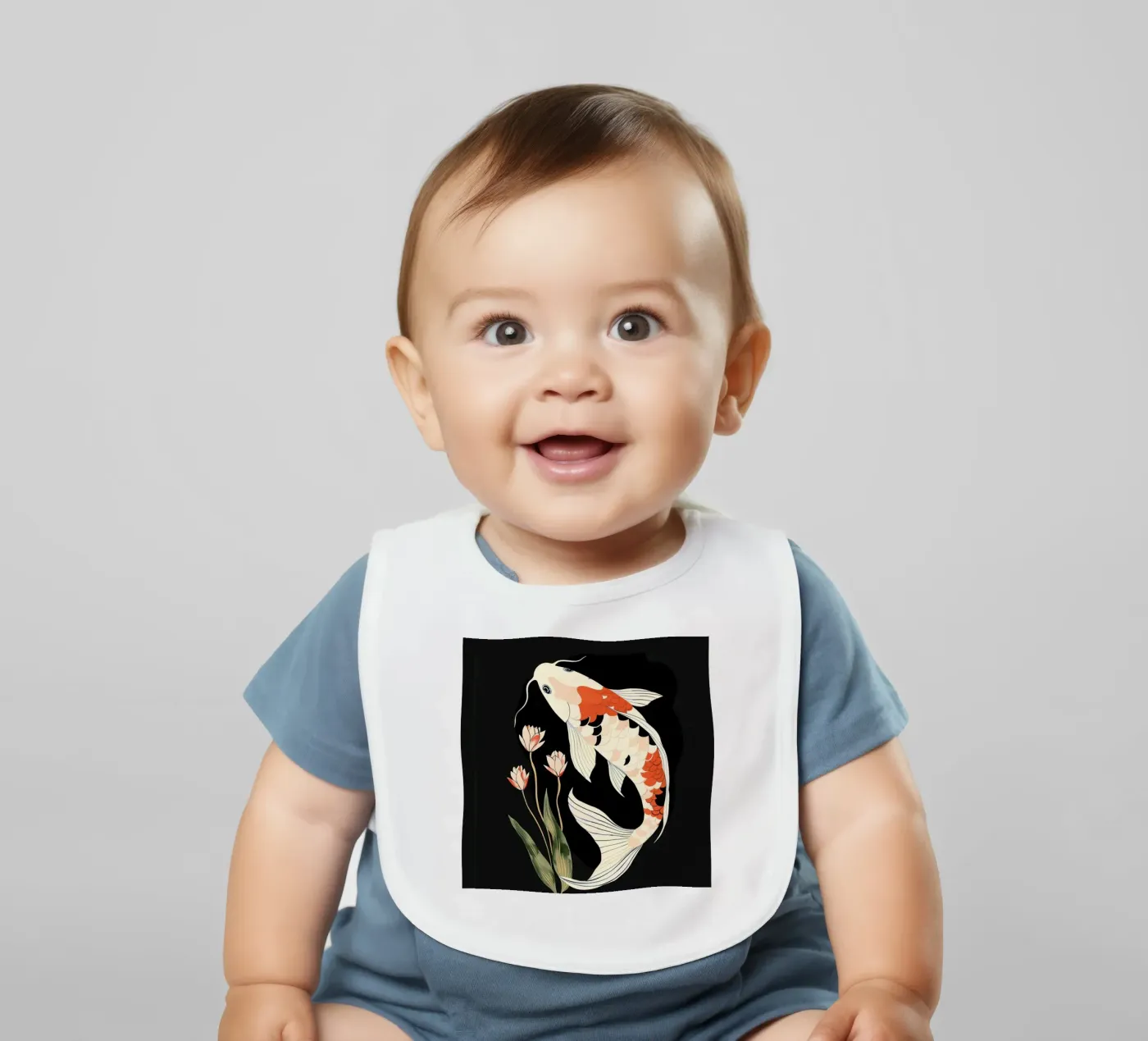Noir Koi Study baby bib by softsoul