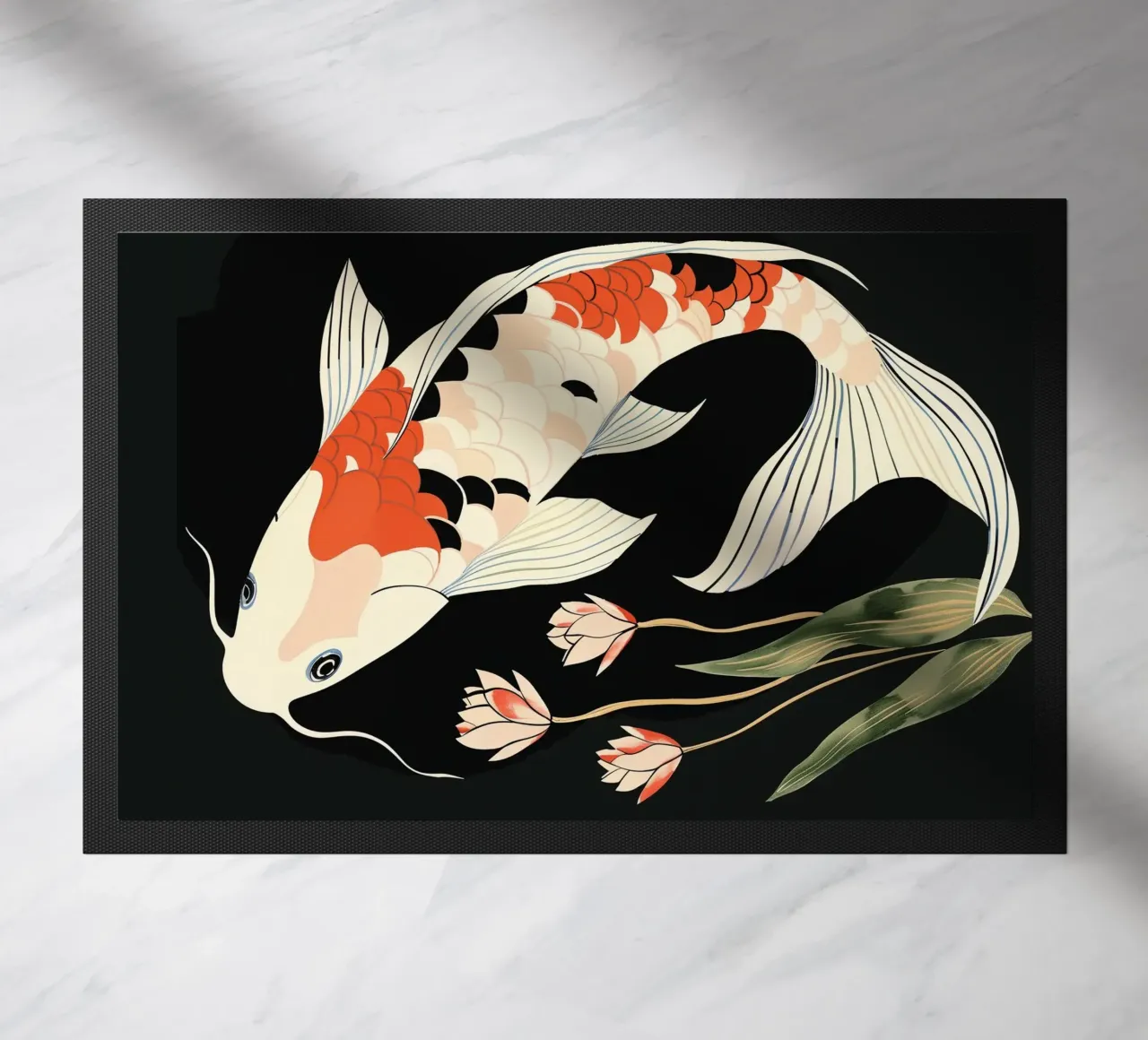 Noir Koi Study doormat by softsoul