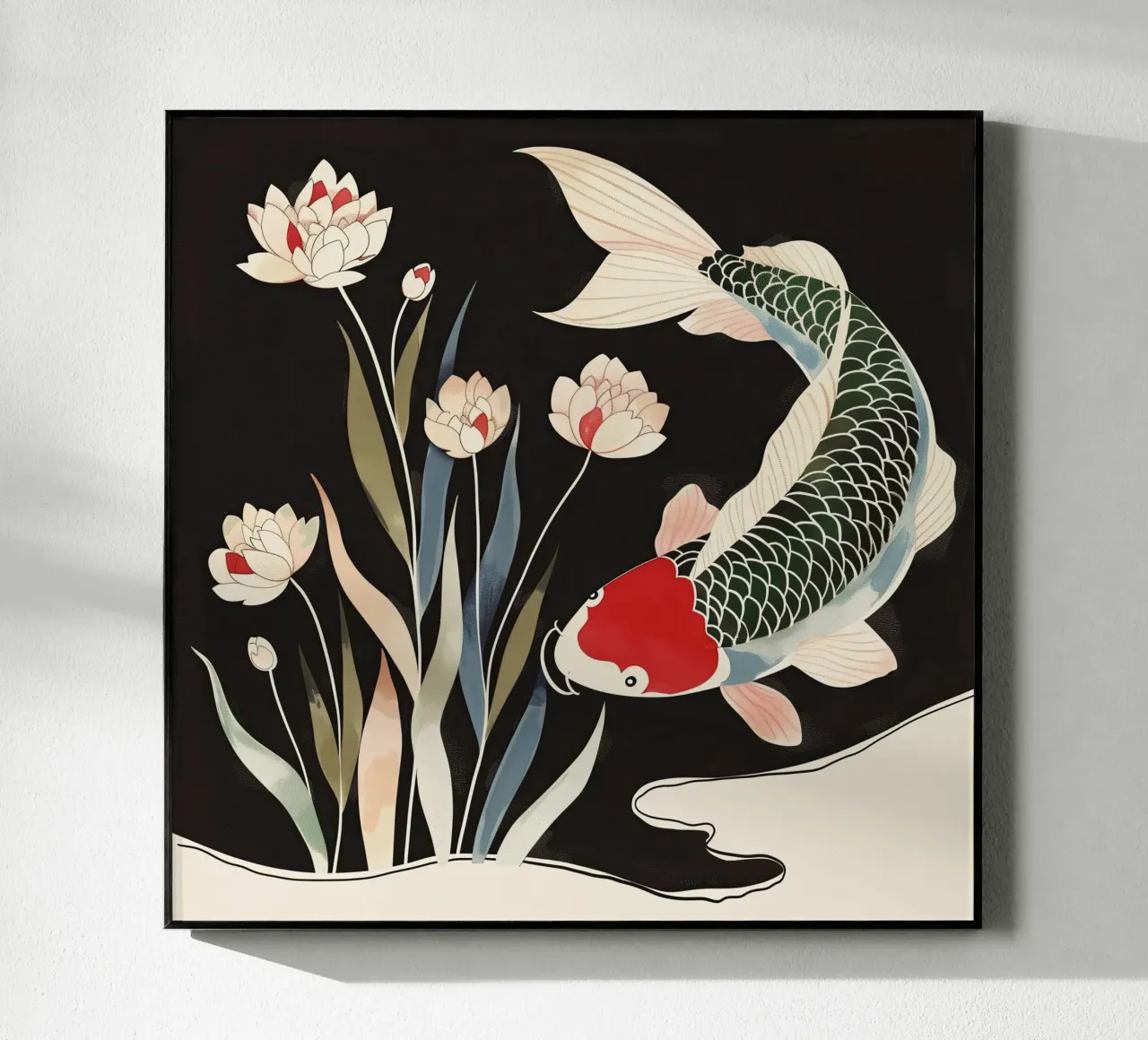 Botanical Noir Koi Study plexiglass da softsoul