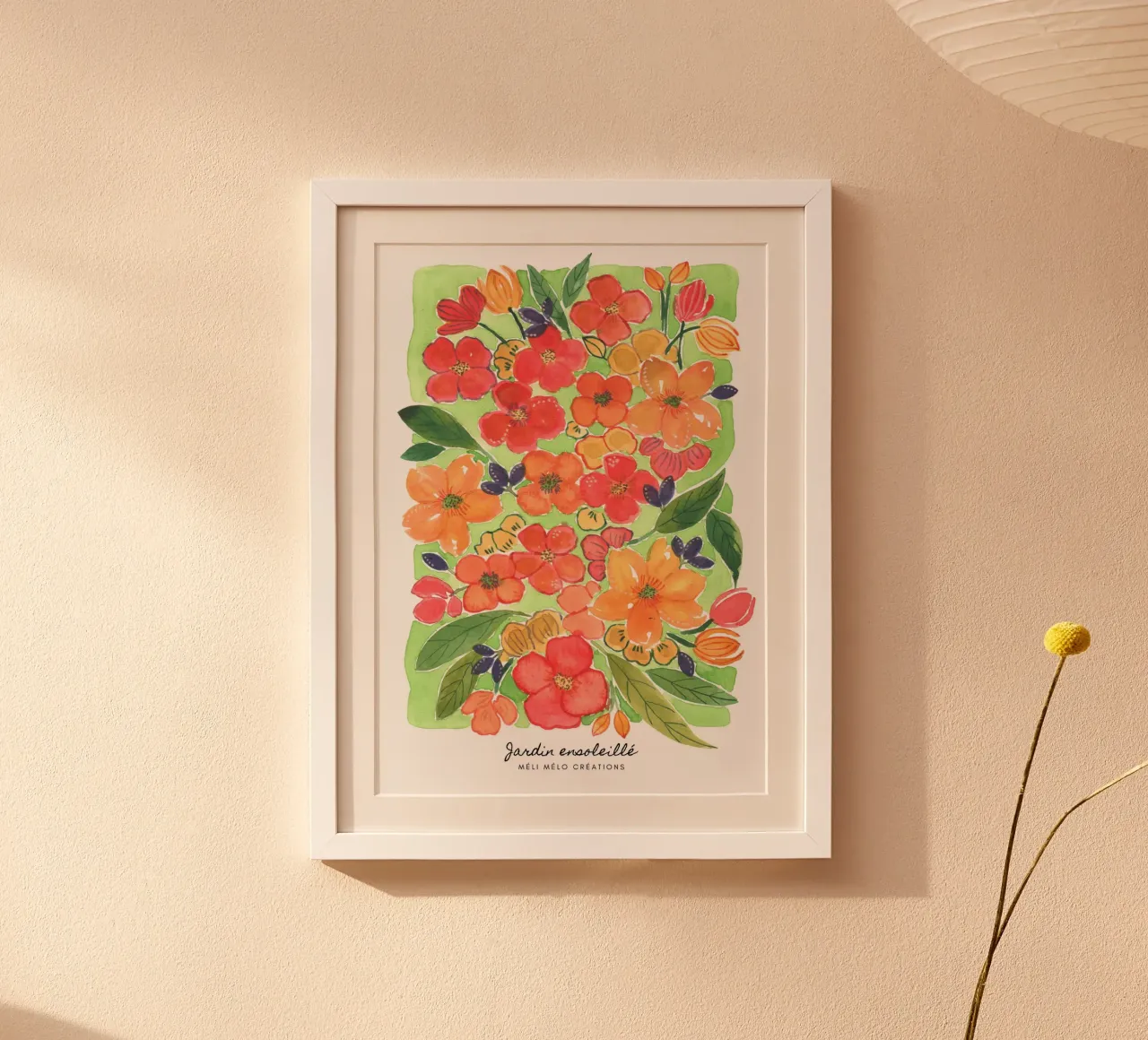 Giardino soleggiato poster con telaio in legno da melimelocreations