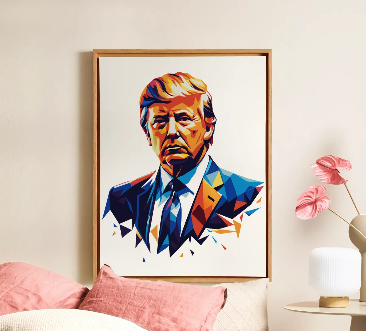 Donald Trump In WPAP Pop Art tela con Cornice a cassetta da vectorartnesia