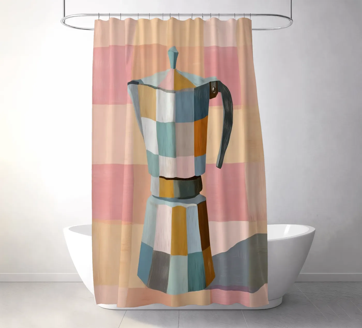 Patchwork Moka Pot Duschvorhang von cityart