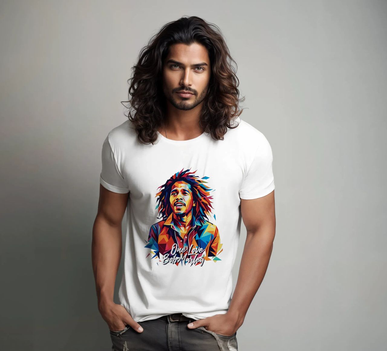 Bob Marley in WPAP Pop Art t-shirt da vectorartnesia