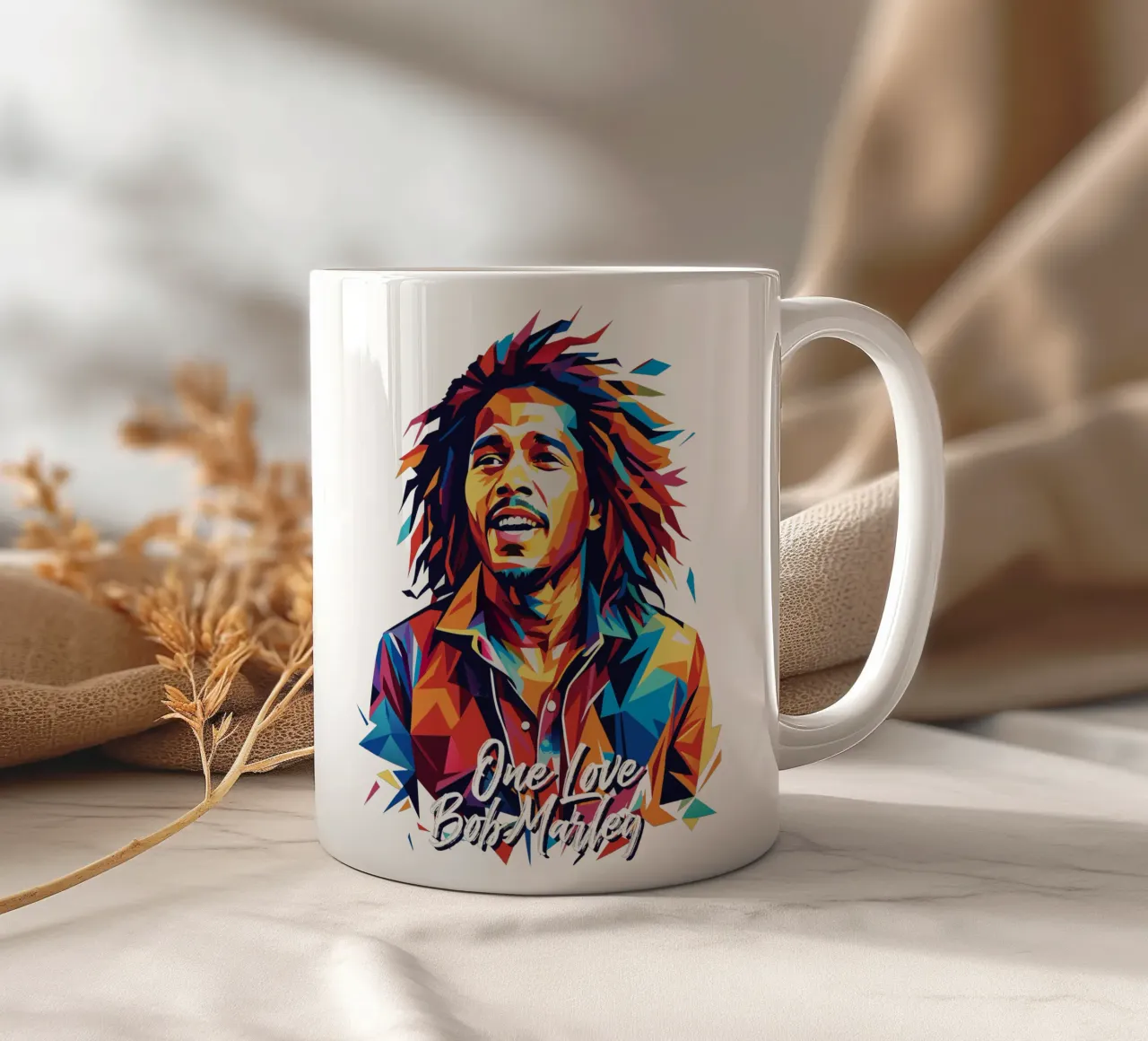 Bob Marley in WPAP Pop Art Keramik Tasse von vectorartnesia