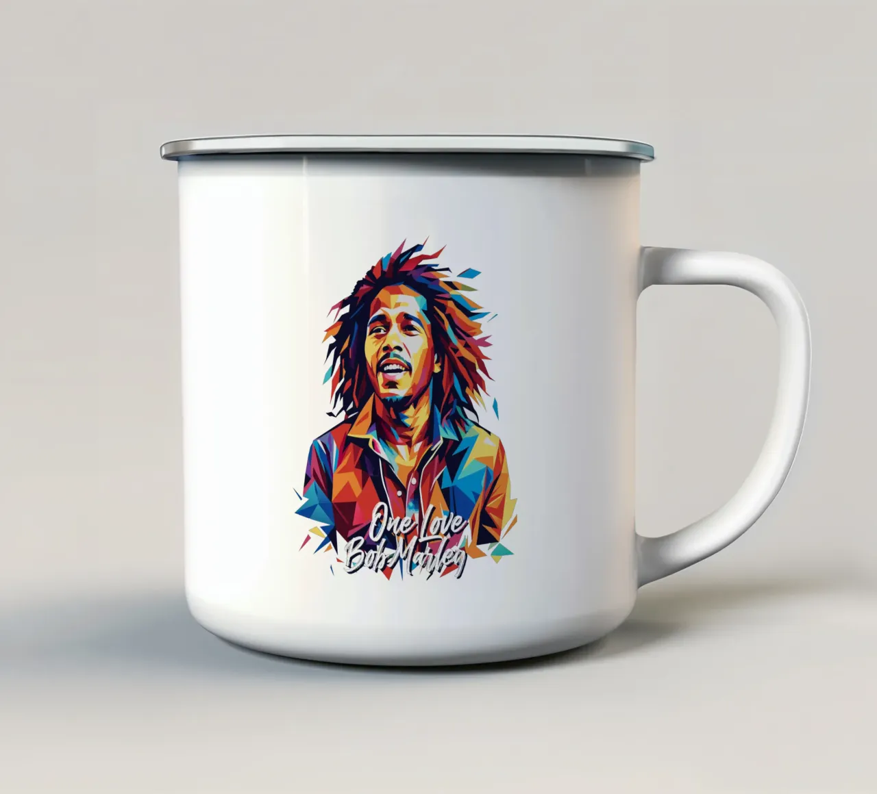 Bob Marley in WPAP Pop Art Emaille Tasse von vectorartnesia