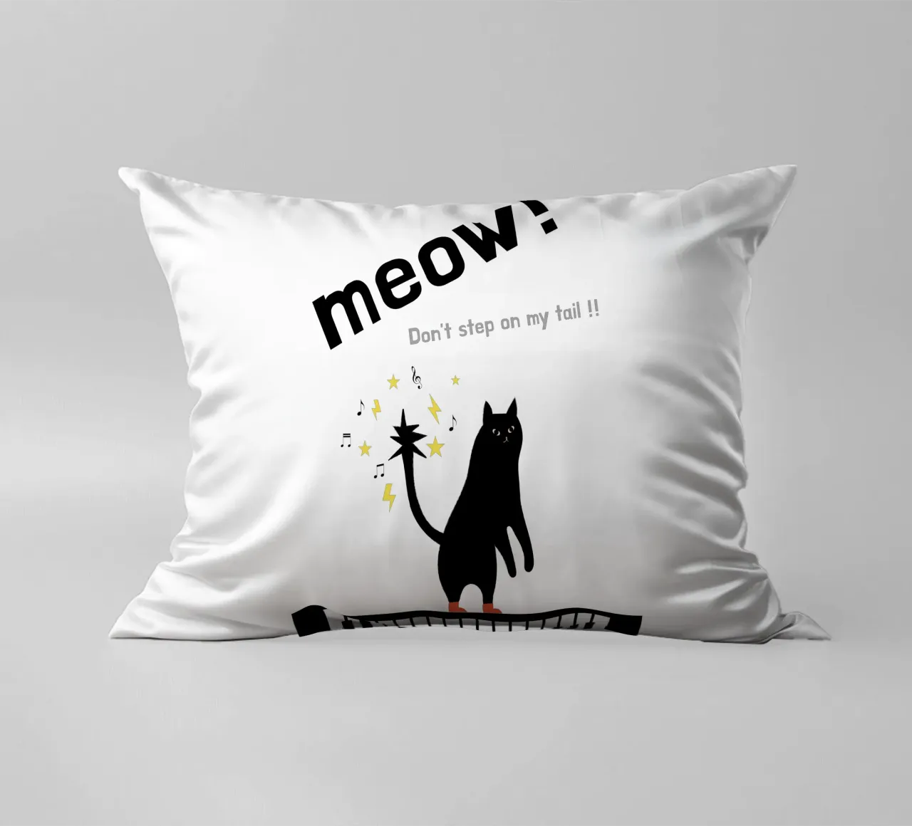 Meow - Dancing Cat decorative cushion by natural neutral