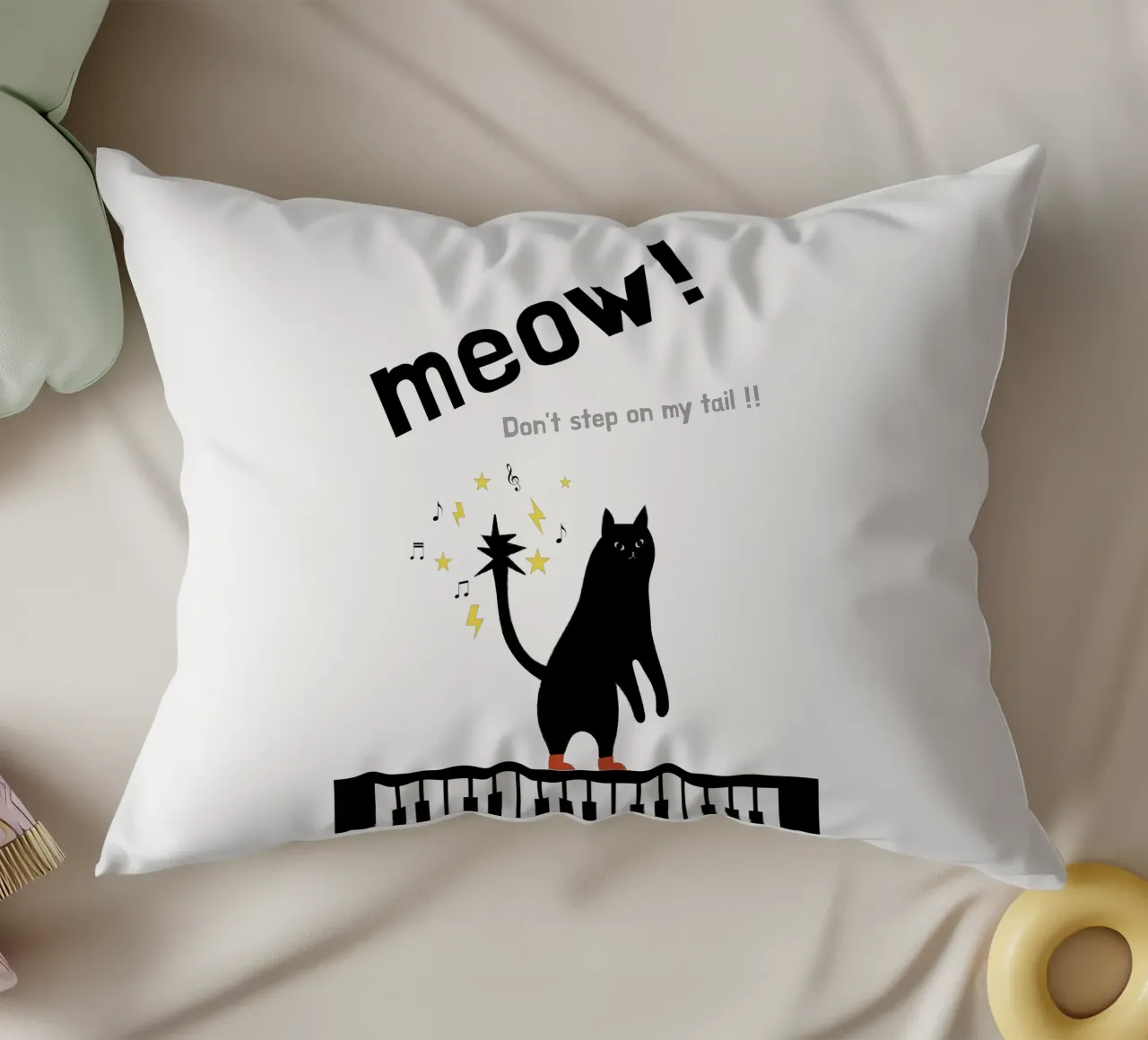 Meow - Dancing Cat cuscino da natural neutral