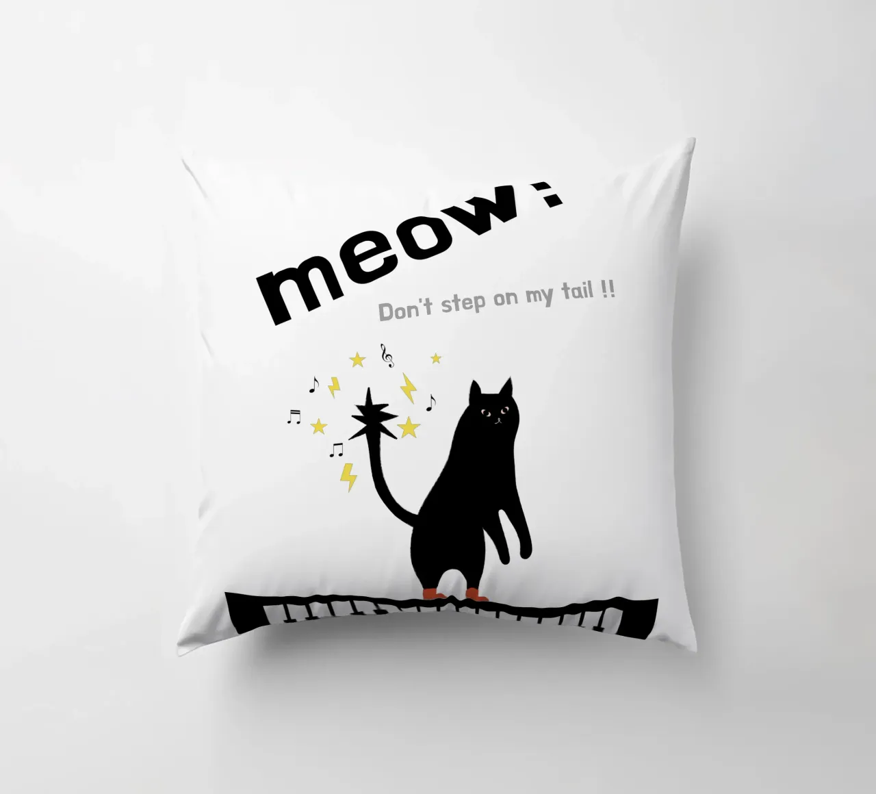 Meow - Dancing Cat decorative cushion by natural neutral