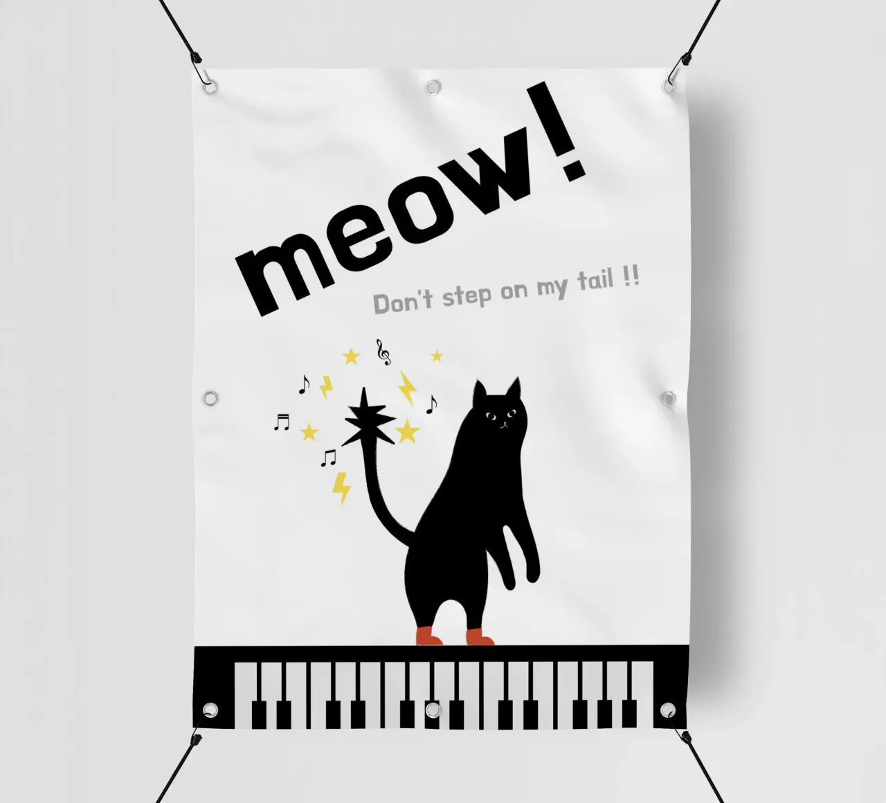 Meow - Dancing Cat telo in pvc da natural neutral