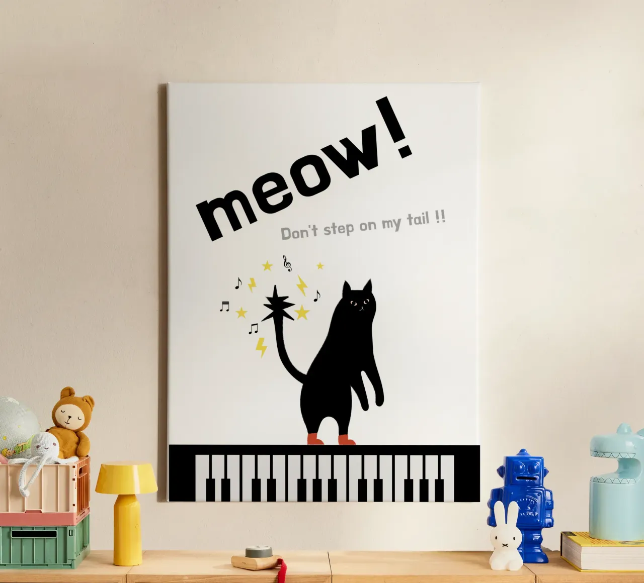 Meow - Dancing Cat tela da natural neutral