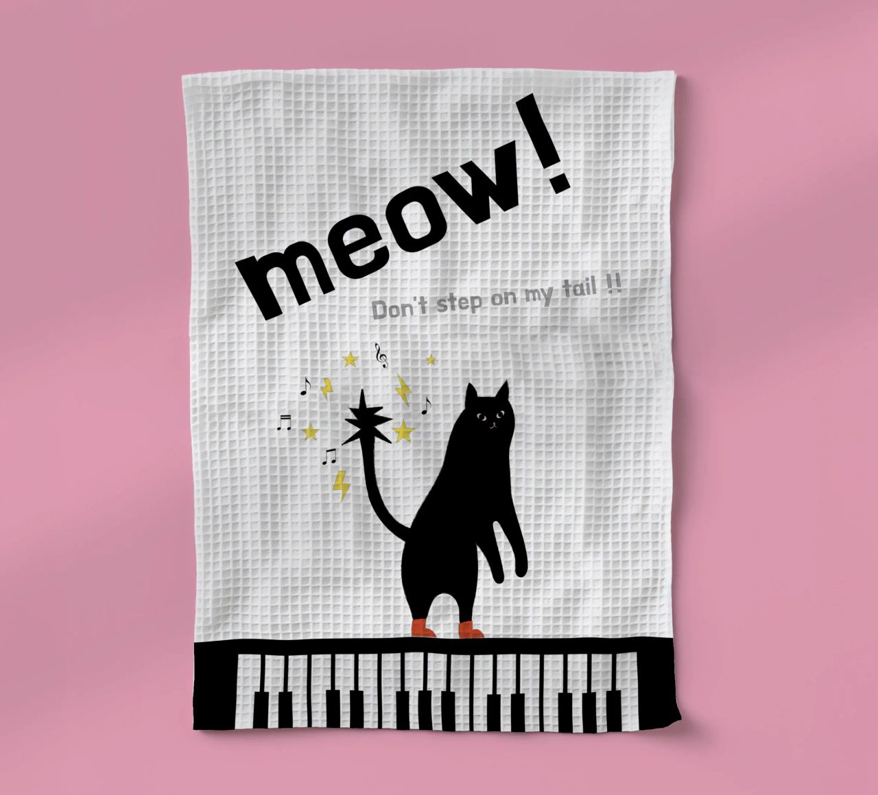 Meow - Dancing Cat canovaccio da cucina da natural neutral