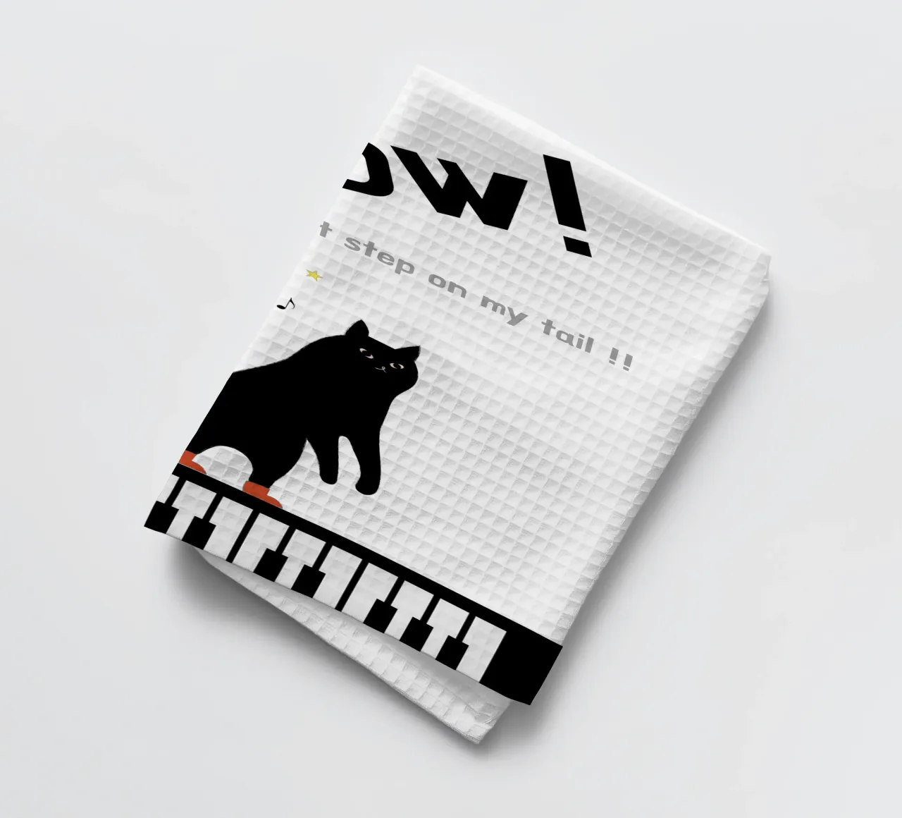 Meow - Dancing Cat paño de cocina de natural neutral