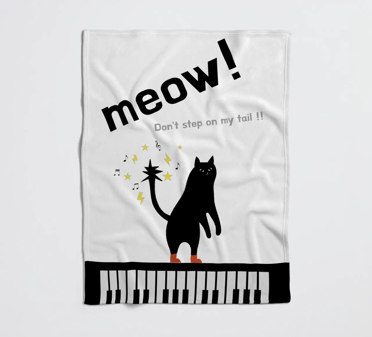 Meow - Dancing Cat manta de franela de natural neutral