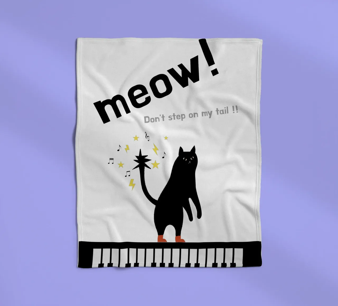 Meow - Dancing Cat manta de franela de natural neutral