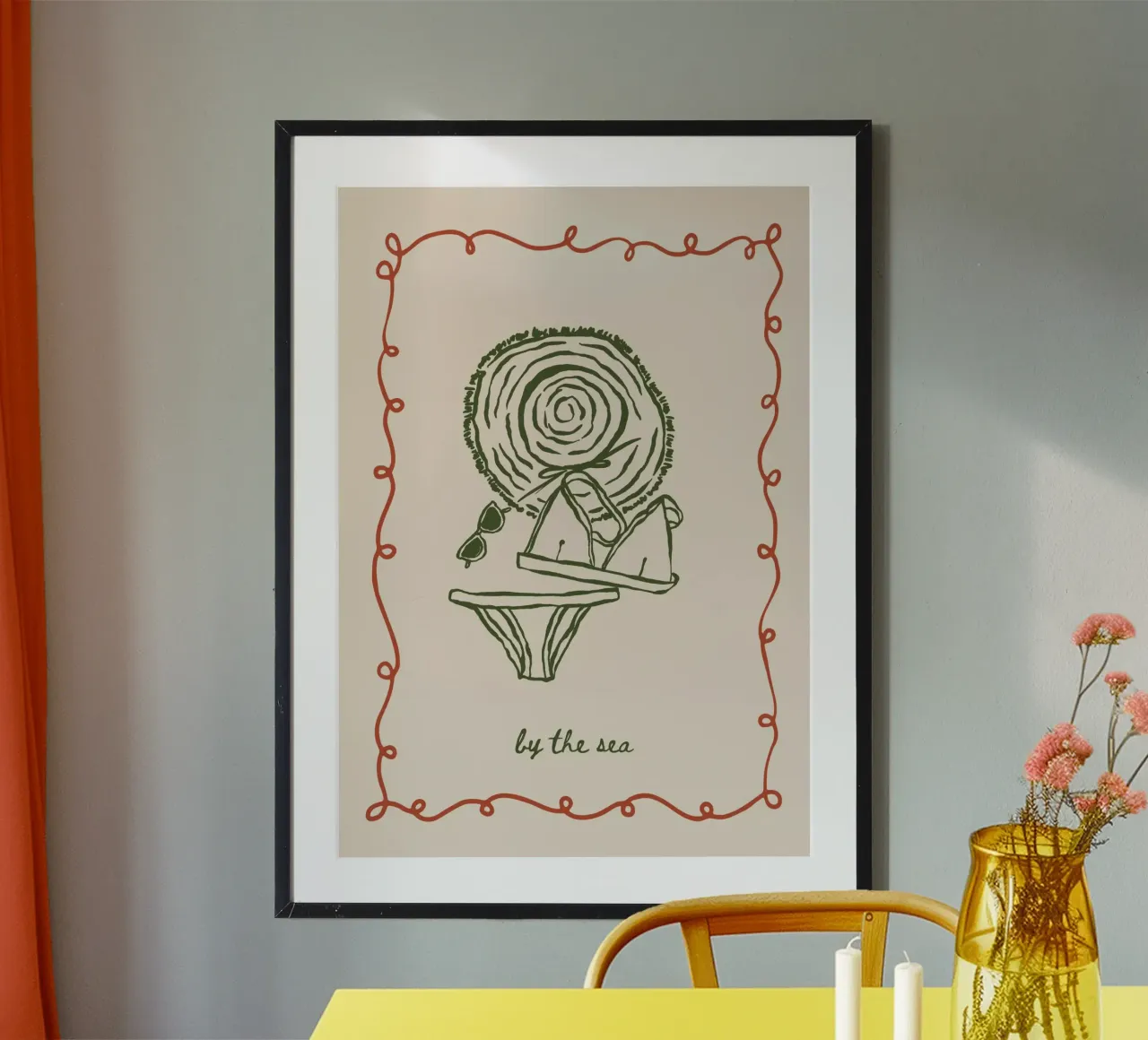 Boho Vacation 7 By the Sea poster con telaio in plastica da Boho Print Collection