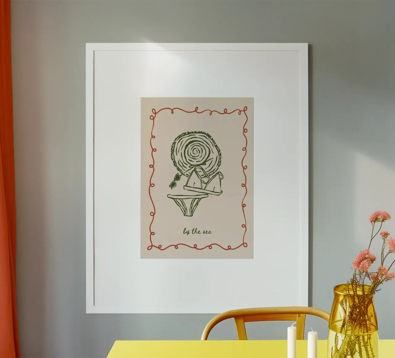 Boho Vacation 7 By the Sea poster con telaio in plastica da Boho Print Collection
