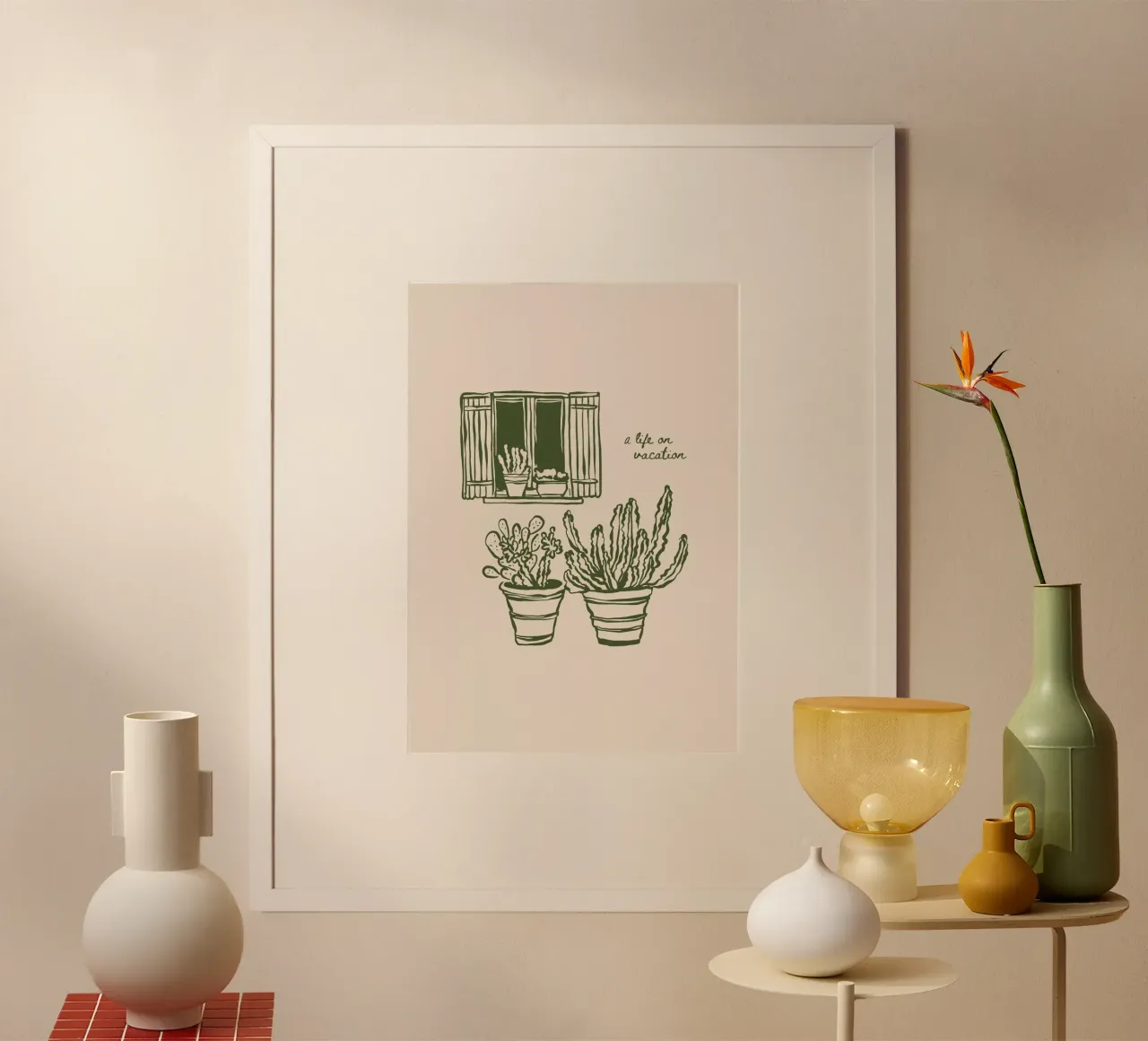 Boho Vacation 8 Life on Vacation poster con telaio in legno da Boho Print Collection